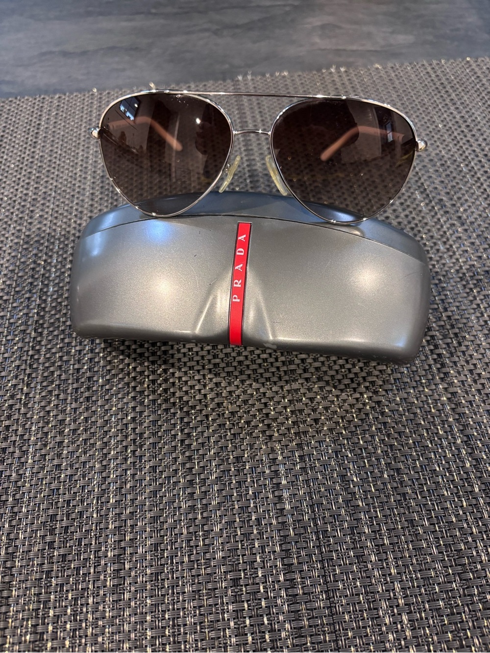Prada White Sunglass Temple Arm with Silver Hardware